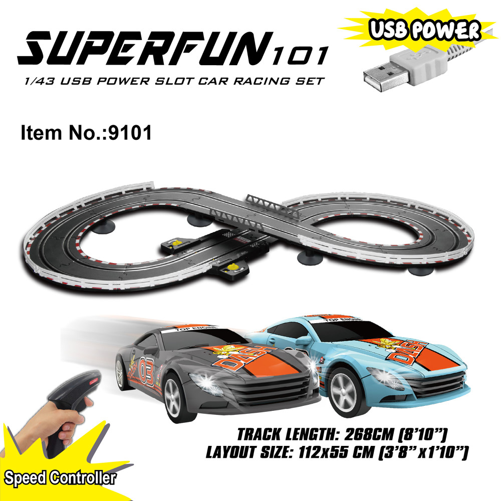 Buy Joysway SuperFun 101 1/43 USB Power Slot Car Racing Set, Layout